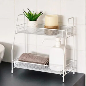 Scaffale a 2 livelli, bianco, per organizzare le scrivanie di bagno e cucina 31 X 17 X 33 CM