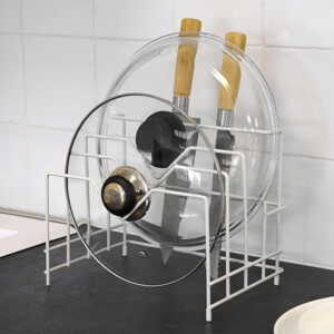 Scaffale di stoccaggio, Acciaio inox, bianco,Adatto per coperchi, taglieri e coltelli 27 X 19 X 22 cm