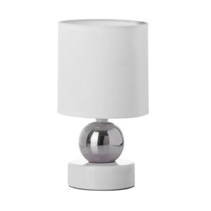 Lampada da scrivania,ceramica argento e bianca,lampada da tavolo del soggiorno,13×13×24 cm