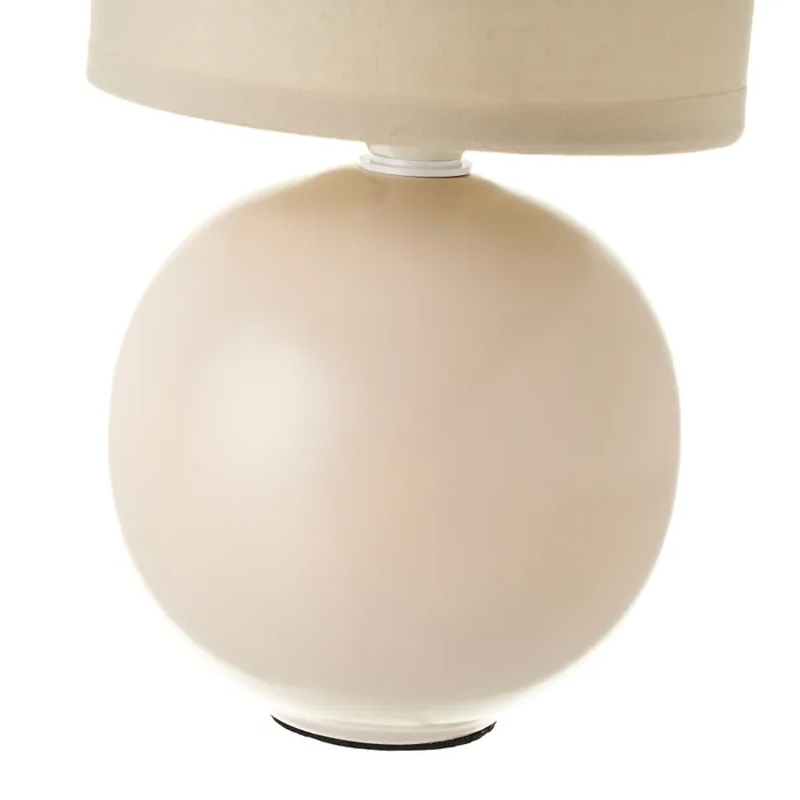 Lampada da scrivania,Ceramica tonda beige,lampada da comodino,13×13×25 cm - immagine 2