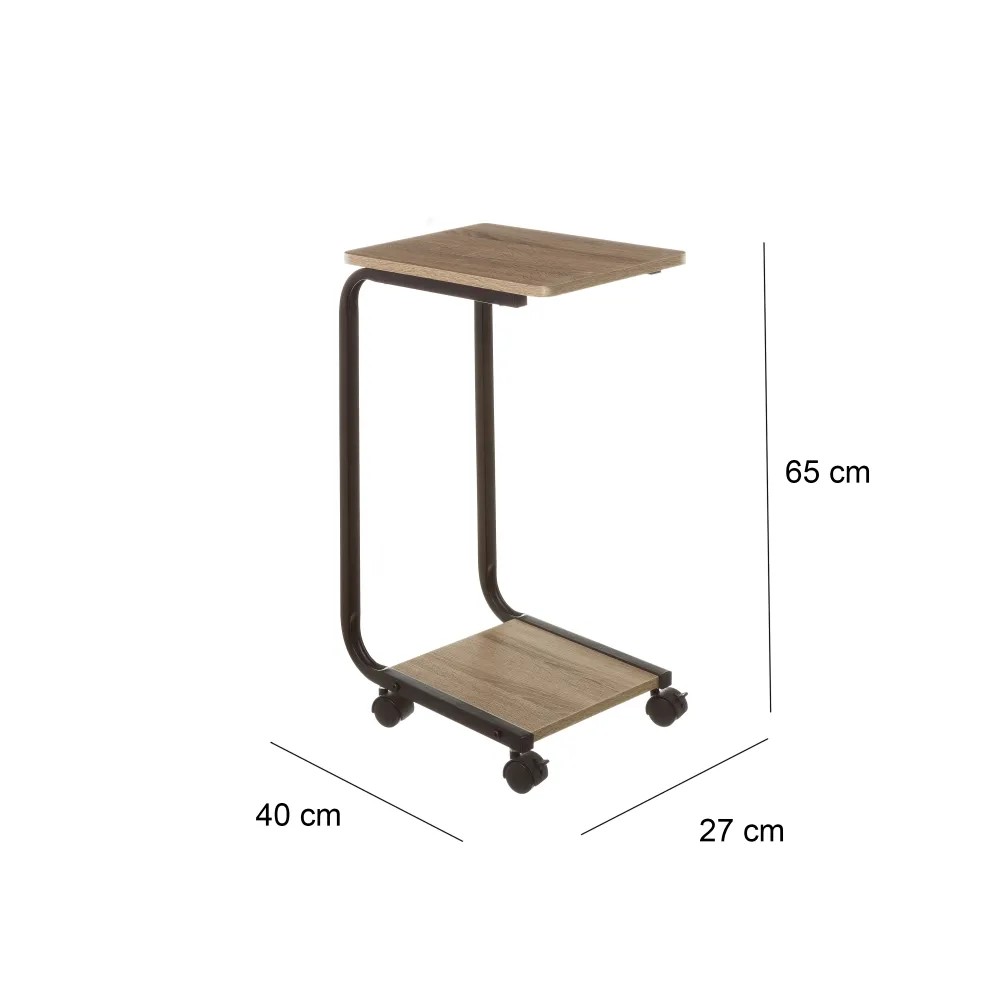 Tavolino su ruote,2 ripiani,PB-Metallo,Per caffè e laptop,Adatto per il soggiorno e la camera da letto 40x27x65 CM - immagine 4