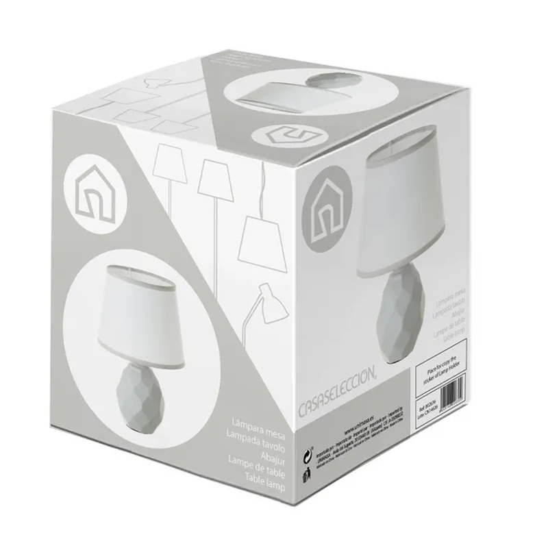 Lampada da tavolo,Ceramica, Grigio Lampada da tavolo per ufficio. 18 X 18 X 26 CM - immagine 5