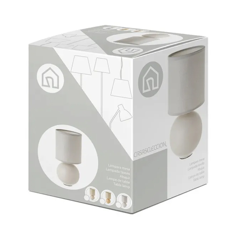 Lampada da scrivania,Ceramica tonda beige,lampada da comodino,13×13×25 cm - immagine 5