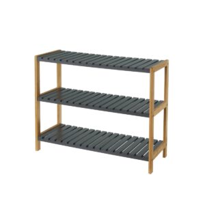 Scarpiera aperta in bambù,3 livelli, grigio- MDF,Adatto all'ingresso e al soggiorno 70x26x59 CM 1u/c