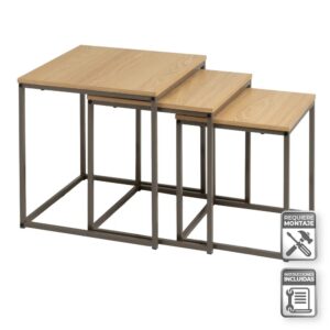 Tavolino quadrato, 3 pezzi, gambe in metallo, per soggiorno camera da letto 40x40x42CM