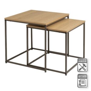 Tavolino da caffè,Gambe in metallo,Set quadrato da 2 pezzi Adatto per il soggiorno e l'ufficio 50x50x50CM