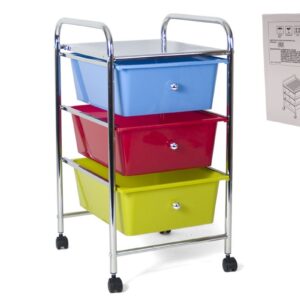 Carrello Con 3 cassetti in plastica colorata Adatto per uffici di saloni di bellezza