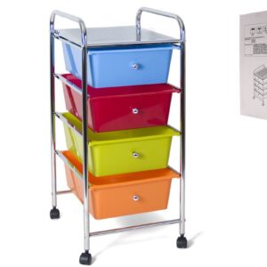 Carrello Con 4 cassetti in plastica colorata Adatto per uffici scuole aule