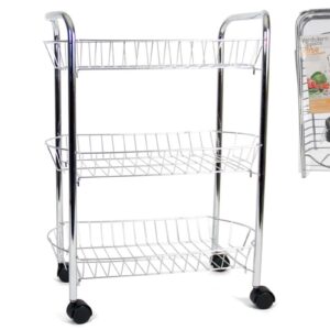Carrello in metallo Scaffale a 3 livelli con ruote Adatto per la cucina
