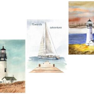 3/s Quadro Faro e barca a vela Ufficio Soggiorno Quadri decorativi replica moderna 30X40X1.5CM