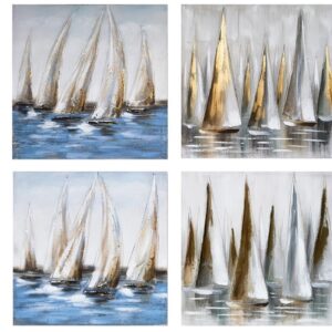 4/s Quadro  [Barca ormeggiata] Murale decorativo moderno Imitazione della pittura a olio 60X60X4CM