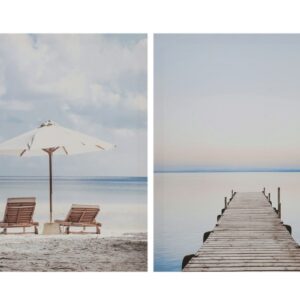 2/s Quadro [Molo di legno sulla spiaggia] Decorazione murale Quadri Riproduzioni d'arte 40X50X1,8CM