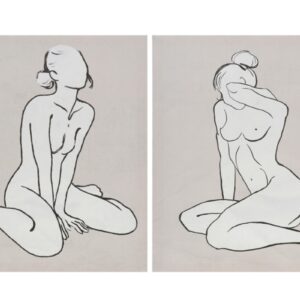 2/s Quadro (Schizzi di donne) Quadri decorativi per camera da letto, bagno, ecc.Simulazione di pittura d'arte 40X50X1,8CM