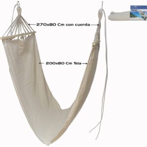 Amaca da campeggio all'aperto tela più legno Beige 270X80CM