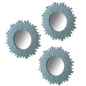 S/3 Specchi da parete, Specchio PP, Blu, Specchio decorativo per il bagno 25 X 1,50 X 25 CM