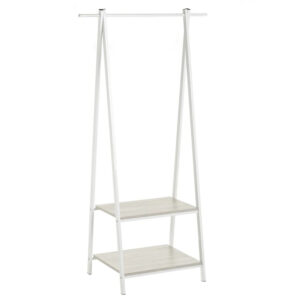 Appendiabiti in metallo Bianco,2 ripiani,Adatto per camere da letto interne 55x45x150 CM 1u/c