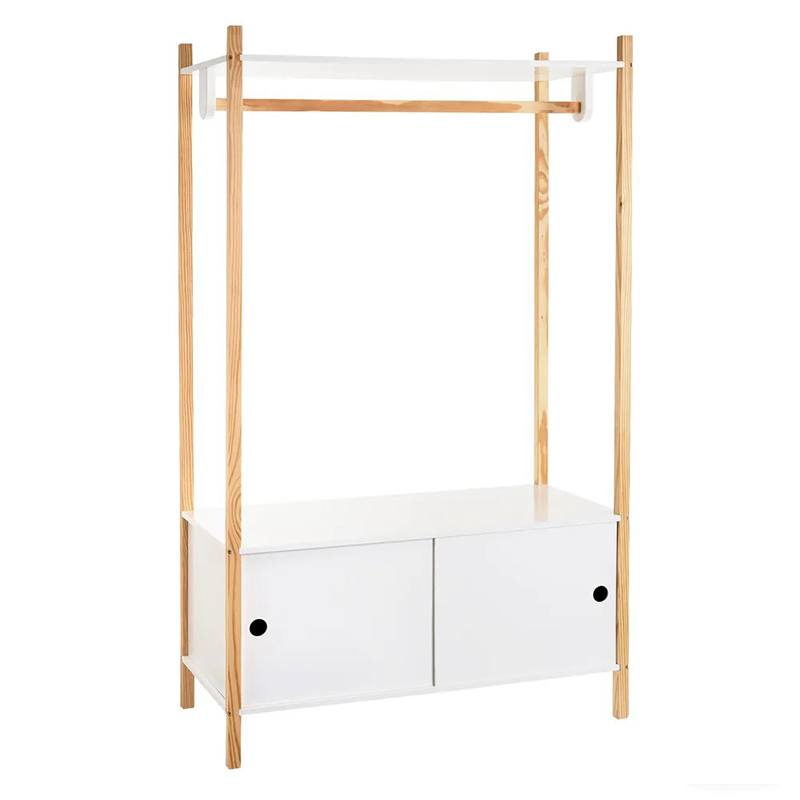 Appendiabiti in legno,mobile contenitore con porte scorrevoli,bianca 80x40x136 CM 1u/c