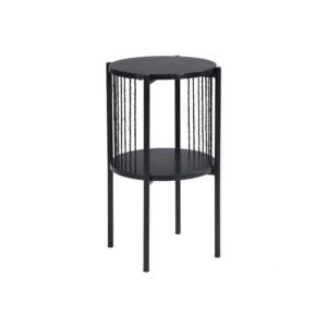 Tavolo rotondo,MDF-metallo ,Nero,Comodino,Adatto a soggiorno e camera da letto 35x35x65CM