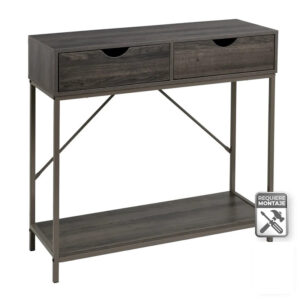 Tavolo,Metallo,grigio,con 2 cassetti e ripiani,per soggiorno e camera da letto 80x30x75CM