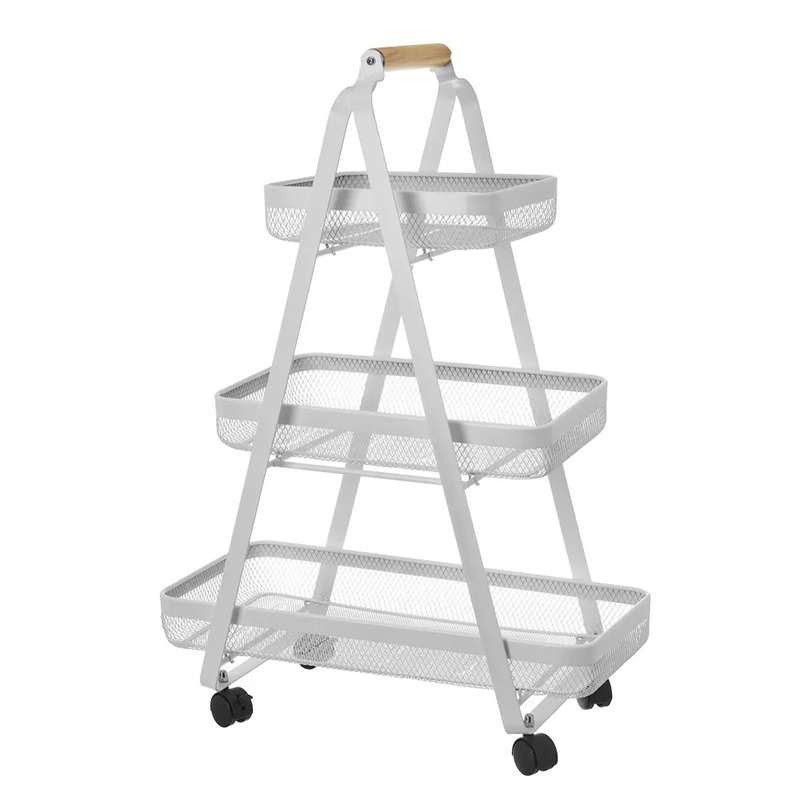 Carrello di bellezza,3 cestini in metallo bianco,Utilizzabile anche in cucina o in soggiorno 57x31x83,50 CM