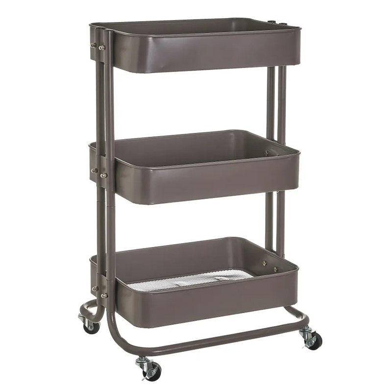 Carrello portaoggetti a 3 livelli,Metallo grigio 44x36x73 CM