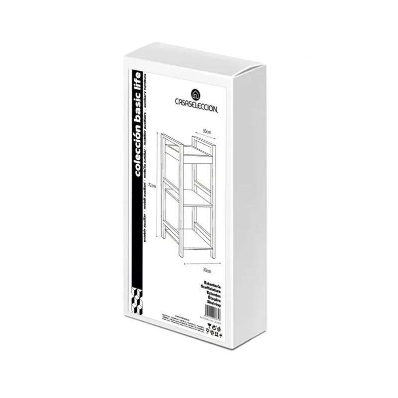 Scaffale indipendente,Con 3 ripiani 30 X 30 X 72 CM - immagine 5