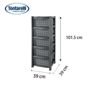 cassettiera 5 cassetti,grafite 39x39x101,50cm