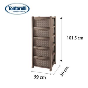 Cassettiera  5 cassetti,marrone 39x39x101,50cm
