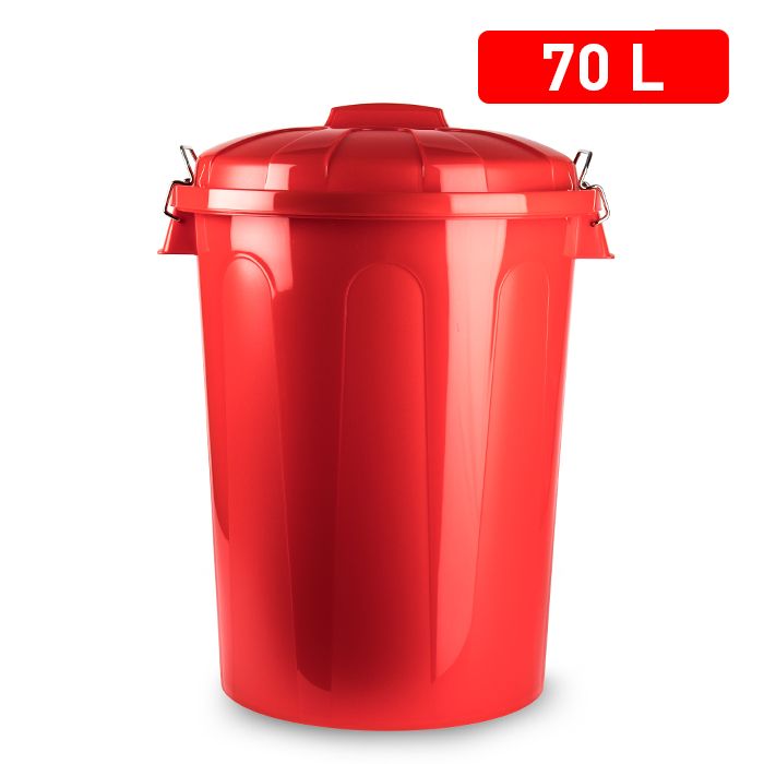 Pattumiera cilindrica, 70 L.grande capacità, in plastica con coperchio, adatta per magazzino, officina, cucina, ecc.,  4 colori