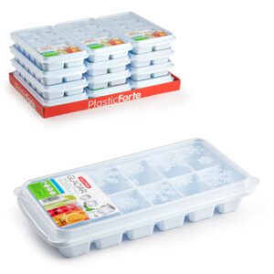 Vassoio per cubetti di ghiaccio per cocktail, succhi di frutta e whisky, bianco con coperchio.