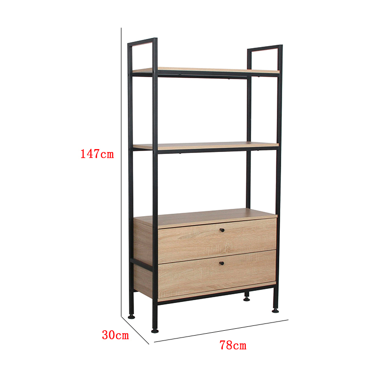 Libreria HAMILTON 2 mensole + 2 cassetti 78x30x147cm