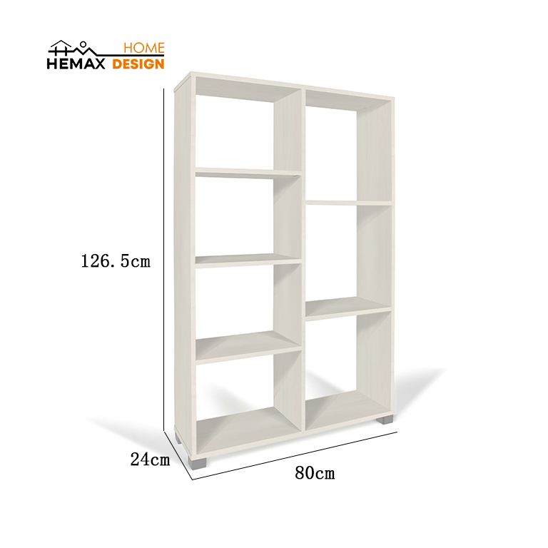 Libreria scaffale per soggiorno 7 ripiani, 2 colori disponibili 80x24x126.5cm