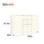 Credenza 3 ante e 2 cassetti, madia con scaffali e ripiani, mobile moderno, cm 120x40x82,5h