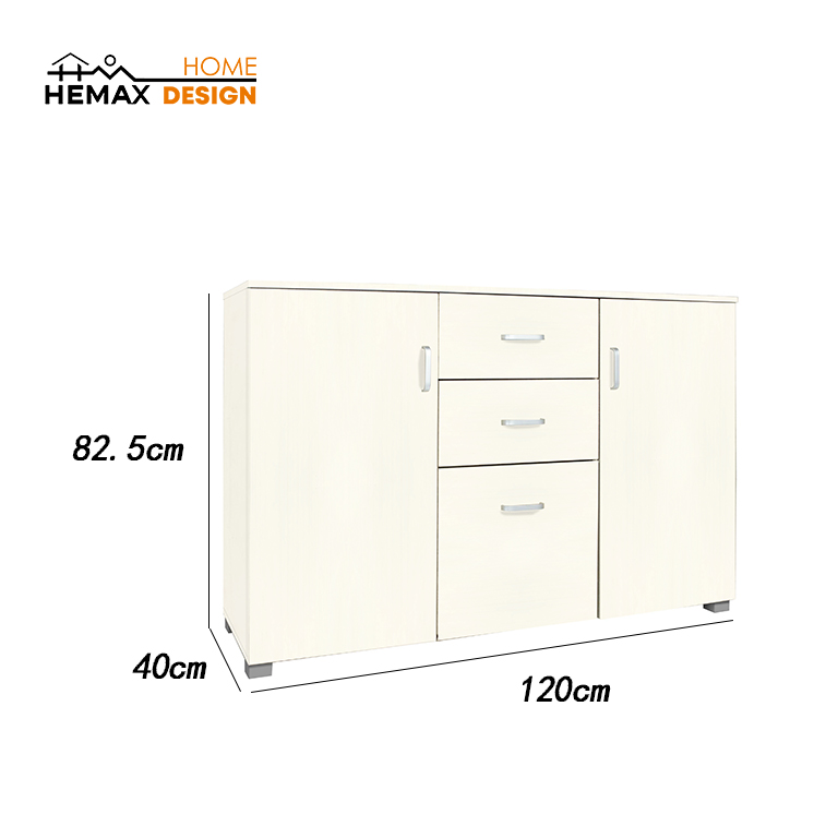 Credenza 3 ante e 2 cassetti, madia con scaffali e ripiani, mobile moderno, cm 120x40x82,5h