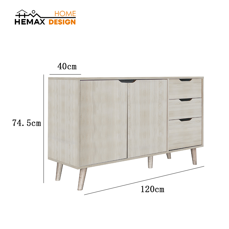 Credenza 2 ante con 3 cassetti,2 collori disponibili 120x40x74.5cm