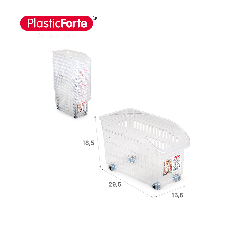 Elemento contenitore con ruote No1 TRASPARENTE 29.5×15.5×18.5cm