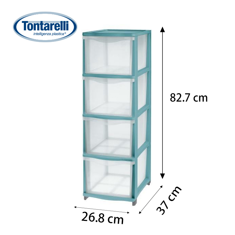 Cassettiera di plastica,4 cassetti 26.8x37x82.7cm