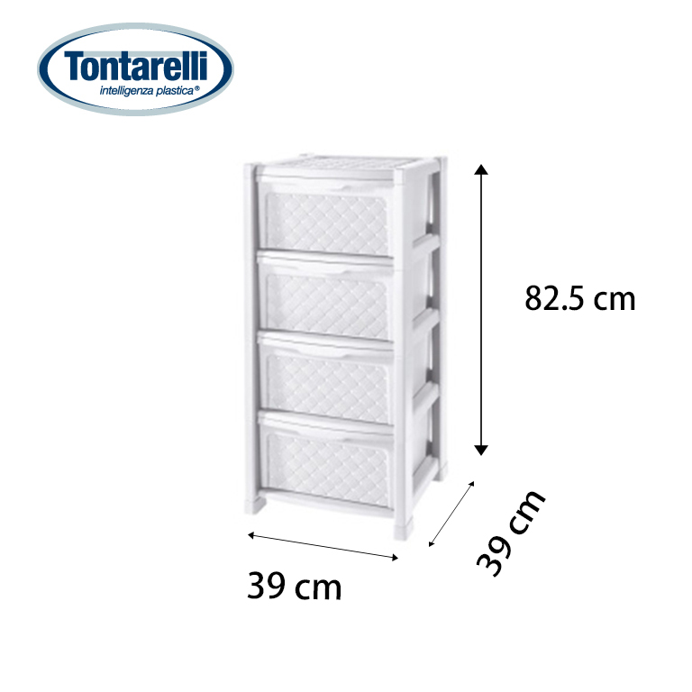 Cassettiera Arianna 4 Cassetti in Plastica 39x39x82.5cm