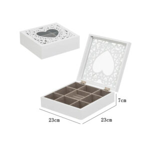 Portagioie MDF-cristallo bianco 23x23x7cm