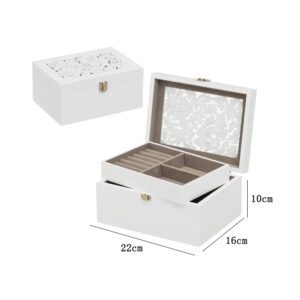 Portagioie MDF-cristallo bianco 22x16x10cm