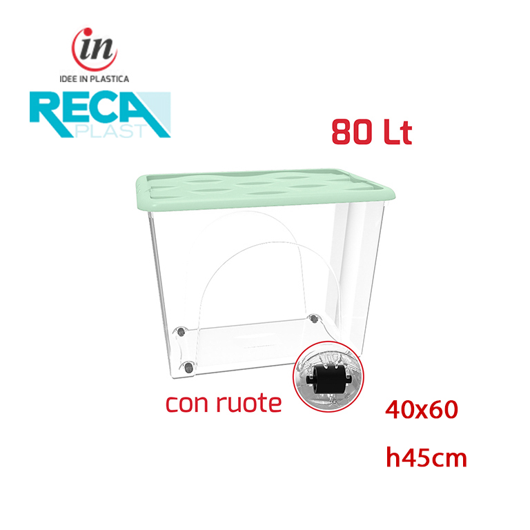 Storage BOX dune 80Lt c/ruote TRASP + COP salvia