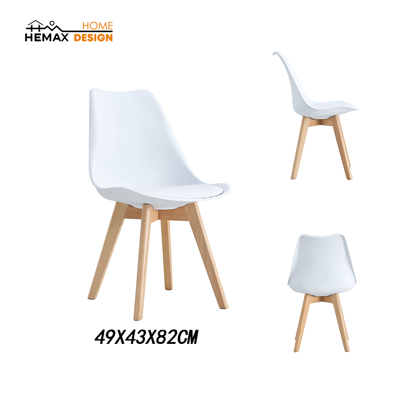 Sedia con gambe in faggio massiccio sedie senza braccia imbottita di design per Il massimo comfort, bianco