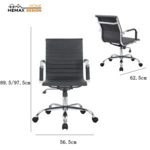 HELSINKY nero poltrona visitatore 56.5x62.5x89.5/97.5cm