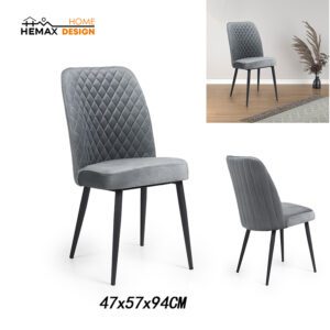 Sedia Tufi in Velluto Grigio Scuro – 47x57x94 cm