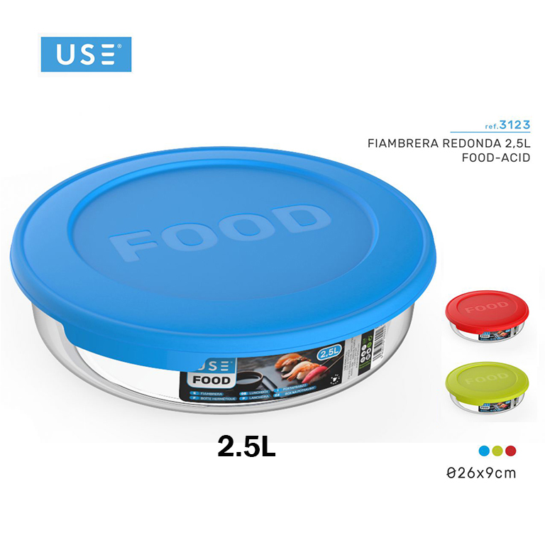 Porta alimenti rotonda 2.5L serie food – acid,3 colori