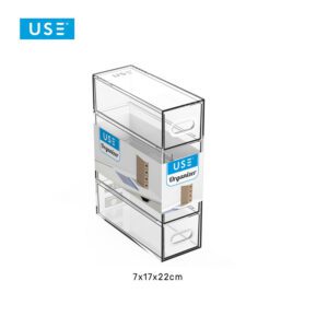 Cassettiera organizer verticale - 4 cassetti - trasparente 7x17x22cm